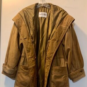 Vintage Sea Dream Leather Womens Brown Suede Shawl Collar Mid Length Coat Size M